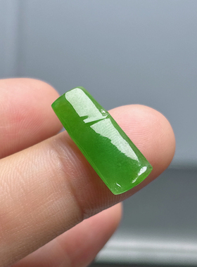 天然缅甸A货翡翠冰种黄加绿竹节戒面满绿色马鞍裸石界面女款