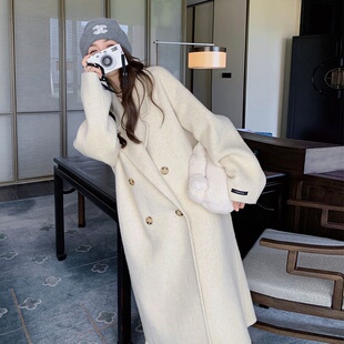 网红爆款2025新款双面羊毛大衣中长款韩版时尚宽松休闲毛呢外套女