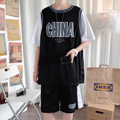 假两件篮球服套装夏季短袖青少年