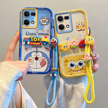 适用于OPPO Reno7 4G/Reno8 4G手机壳F21Pro 4G/F21S Pro 4G硅胶软防摔全包边保护套 创意卡通贴公仔情侣