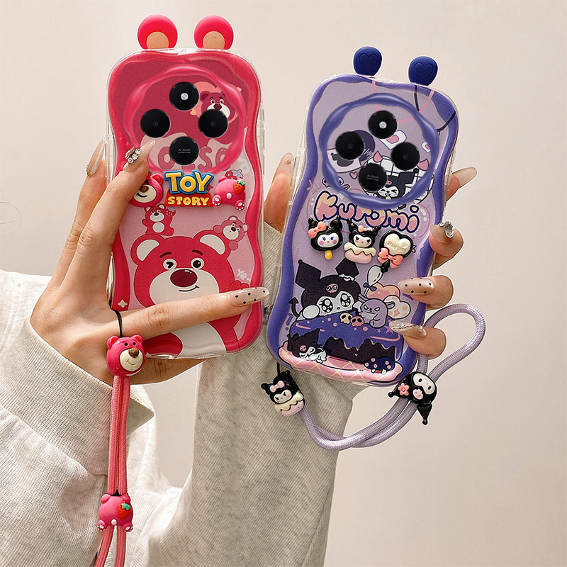 适用于小米POCO C65/C75手机壳POCO M6/ M6Plus硅胶耳朵款奶油保护套 创意卡通贴公仔情侣