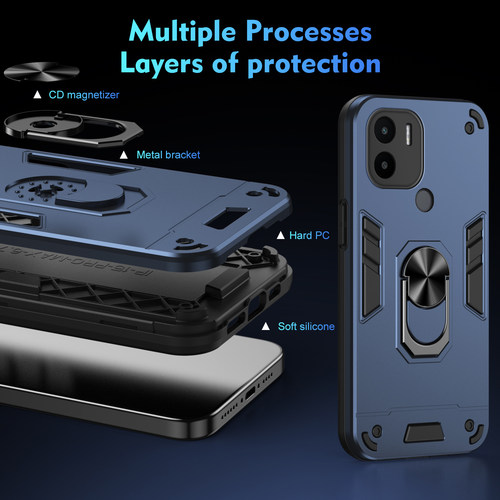 适用于小米Redmi A1+手机壳 红米A2Plus Poco C50 C51磁吸支架保护套 防摔全包保护壳