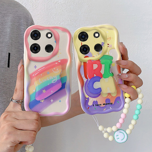 Pop 个性 7Pro手机壳 防摔硅胶软壳 支架 全包卡通可爱奶油边保护套 适用于Tecno