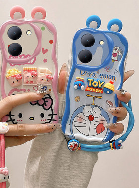 适用于vivo Y03/Y03t/Y28e/Y28S 5G手机壳Y18/Y18e/Y18i硅胶耳朵款奶油保护套 创意卡通贴公仔情侣