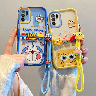 5G手机壳Reno5Z A95 Reno6Z F19Pro 创意卡通贴公仔情侣 适用于OPPO 硅胶软防摔全包边保护套 A94