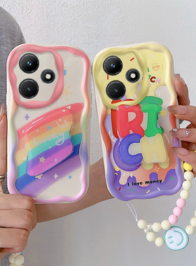 适用于Infinix Hot 30 Play手机壳X6835全包卡通可爱奶油边保护套 防摔硅胶软壳 个性支架