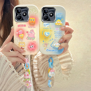 适用于realme真我C51 C53手机壳 Narzo N53贴公仔可爱保护套 电镀边框TPU全包软壳