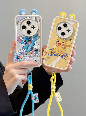 适用于Tecno Spark 30C 4G手机壳kl5, kl5n硅胶耳朵款金刚砂保护套 创意卡通皮纹贴公仔情侣