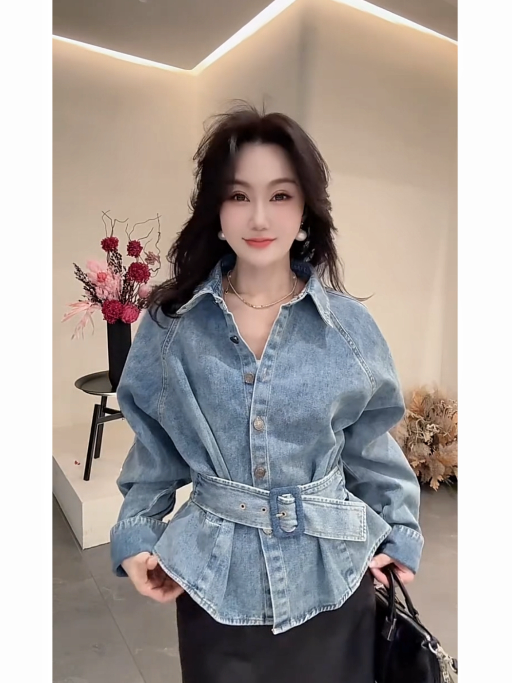 韩版时尚翻领系带收腰牛仔外套女春秋季长袖百搭显瘦气质短外套潮,女装/女士精品,卫衣/绒衫,淘宝优惠券,粉丝福利购,淘宝优惠卷