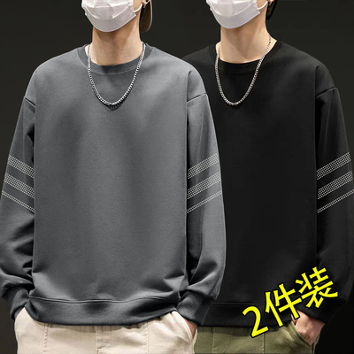 卫衣男士春秋款2025新款圆领宽松秋季无帽上衣青少年长袖男款外套