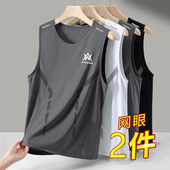 速干砍袖 宽松跨栏运动坎袖 网眼无袖 男装 t恤大码 冰丝背心男夏季