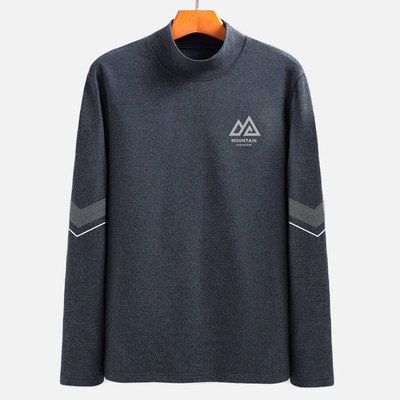 秋冬季双面德绒男士半圆领高领打底衫加绒长袖t恤中领内搭体恤衫