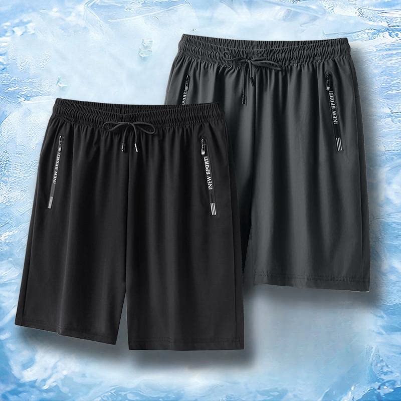 冰丝锦纶短裤男夏季休闲宽松运动裤透气凉感五分裤健身中裤子大码