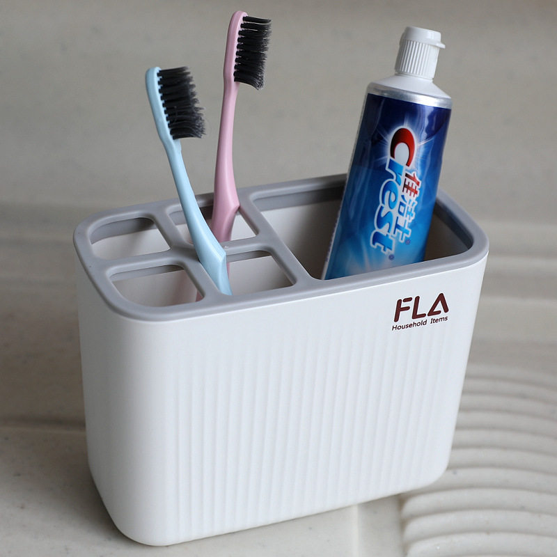 牙刷架牙膏梳子置物架卫生间洗漱台面电动牙刷收纳盒剃须刀收纳筒