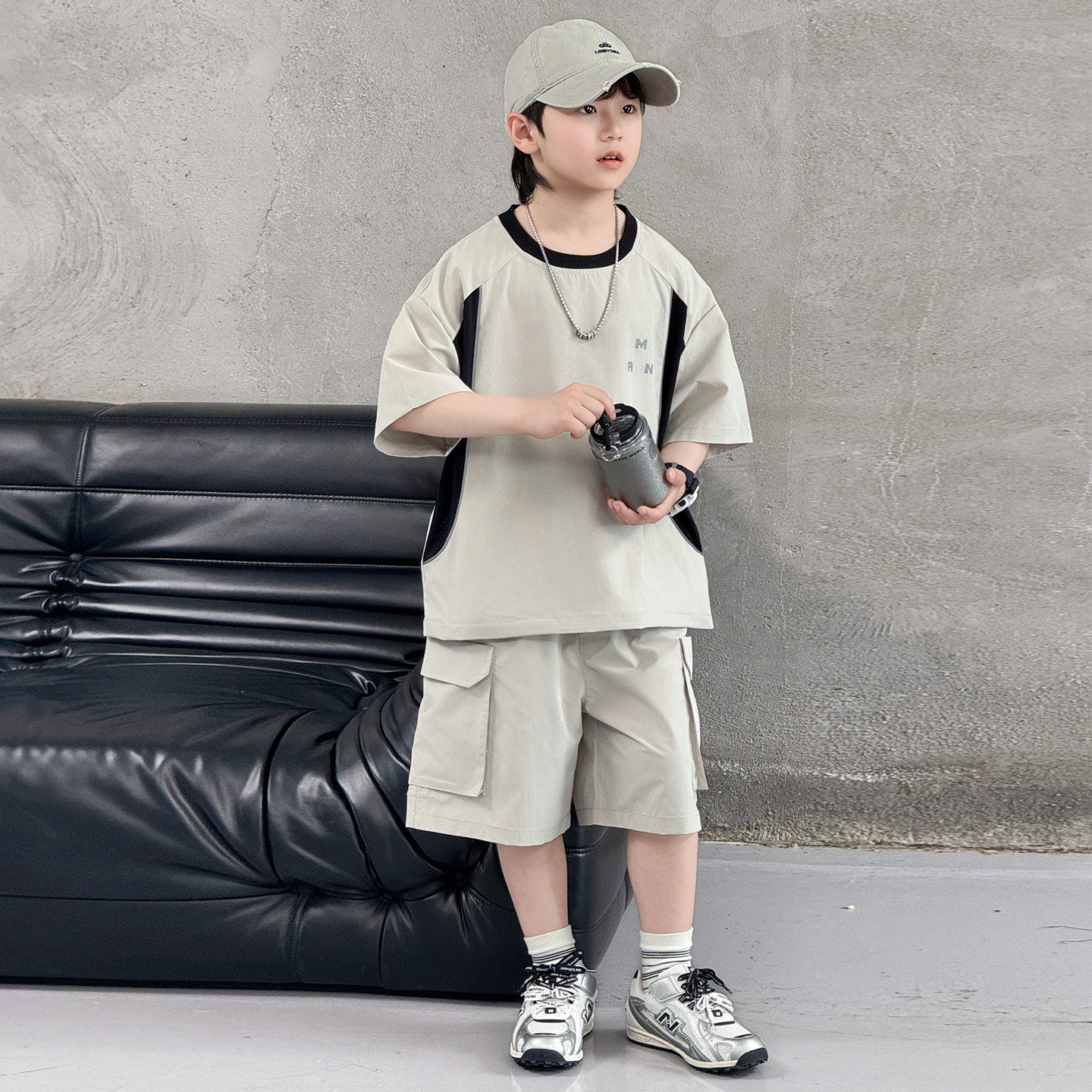 男童夏装套装2026新款中大童夏款帅气短袖短裤两件套男孩运动服潮