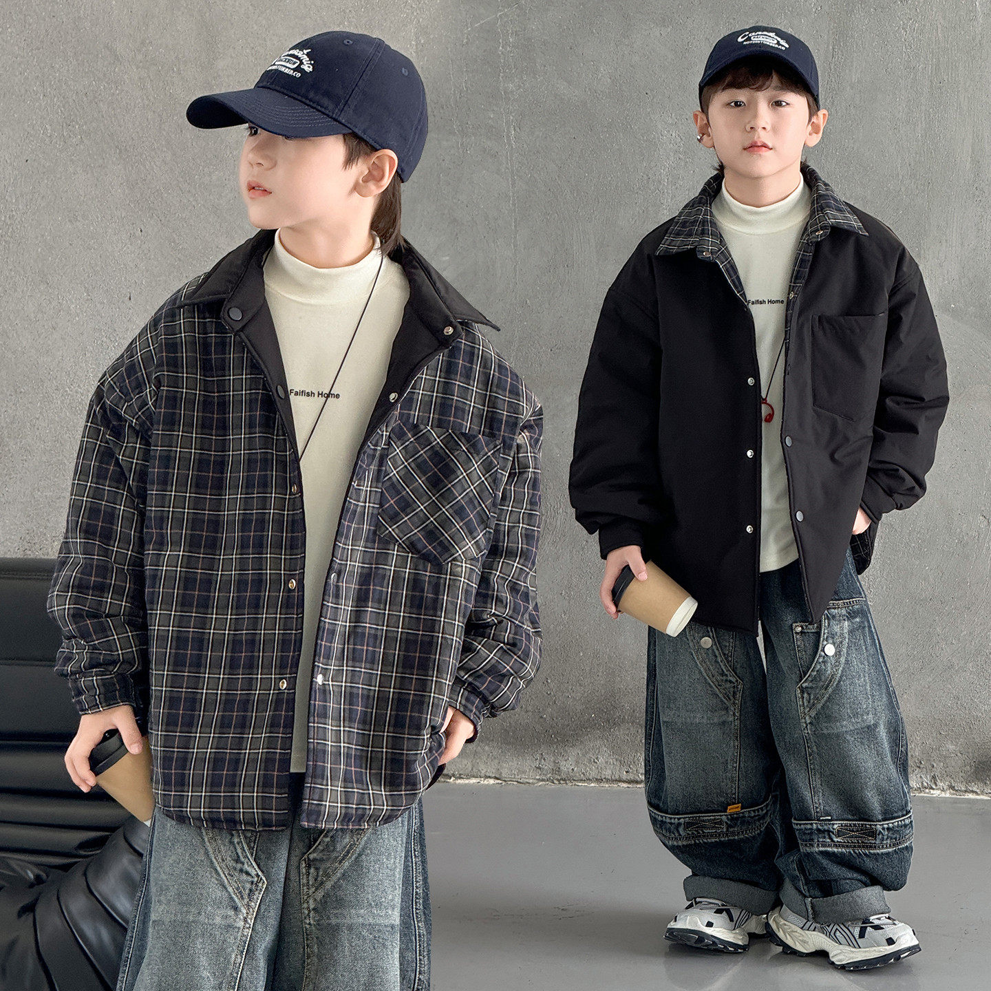 男童秋冬款衬衫外套夹棉加厚2025新款大童冬季二棉儿童冬装双面穿,童装/婴儿装/亲子装,棉袄/棉服,淘宝优惠券,粉丝福利购,淘宝优惠卷