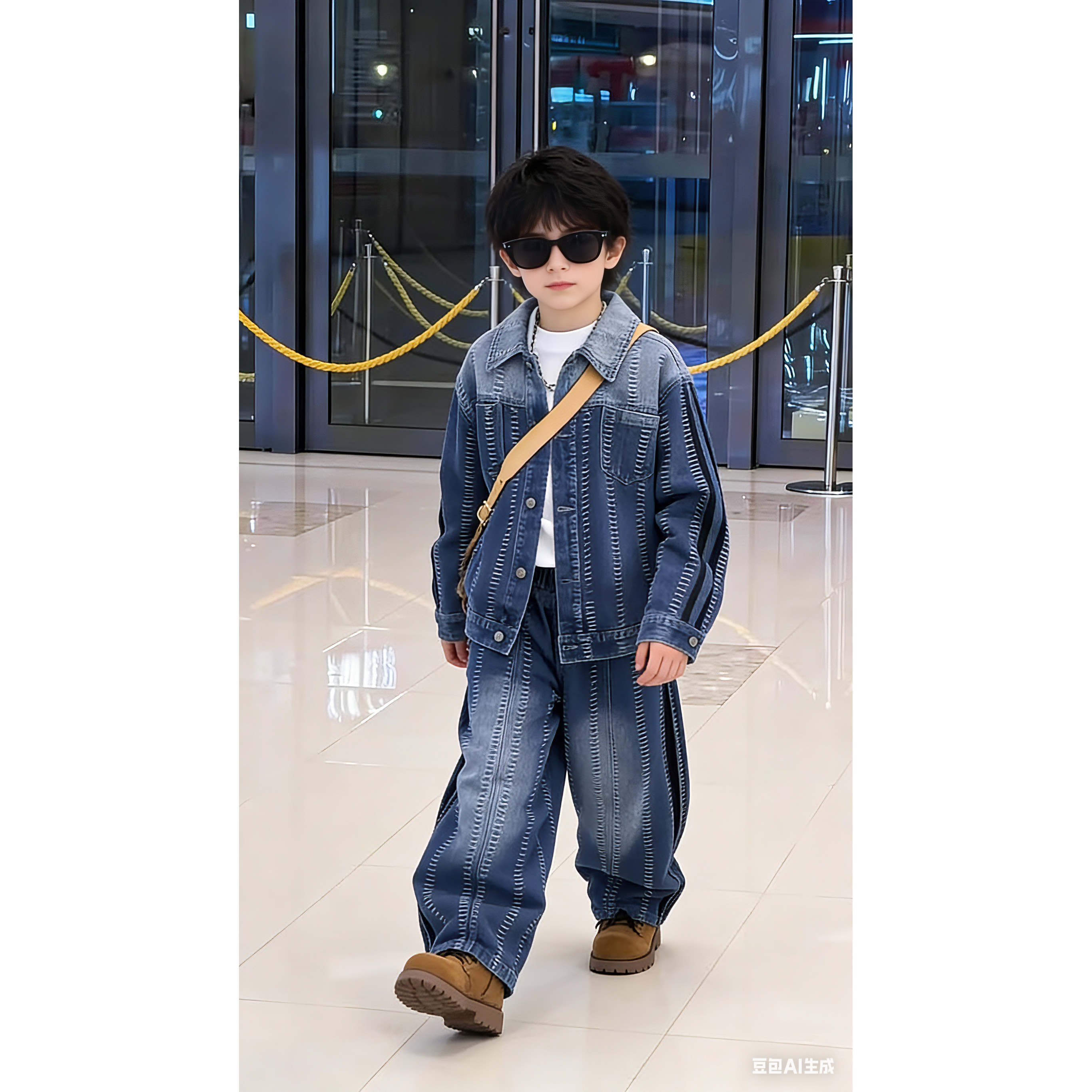 男童春秋韩版痞帅牛仔两件套2026新款中大童儿童百搭时尚牛仔外套