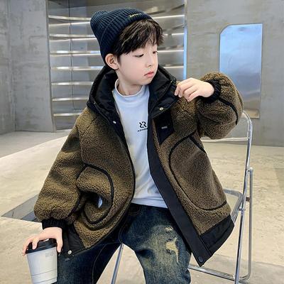 儿童装男童夹棉加厚羊羔绒外套