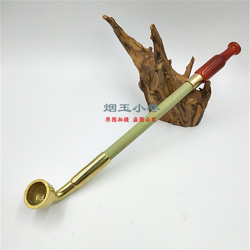 老式手工旱烟袋 玛瑙烟嘴毛竹烟袋杆黄铜烟袋锅烟档烟箍 男女款