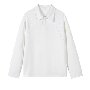 5万件曼巴棉280g2026春款衬衫翻领长袖T恤白底 T2599特P18，男装T恤，电商A030-1