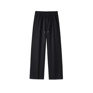 6千件华棉280g2026春款直筒卫裤阔腿华棉拼螺纹长裤白底 K183 P28，男装休闲裤，电商A030-1