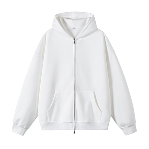 3W件华棉330g2026春款双拉链连帽开衫卫衣光板白底 WY602特P35，男装卫衣，电商A030-1