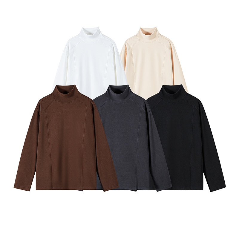 2026春款280g新款设计感宽松长袖打底德绒长T白底T2600P13.5，男装T恤，电商A030-1