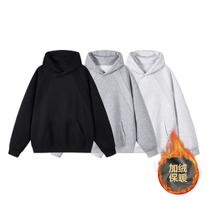 5千件华棉330g2026春款螺纹拼接加绒连帽卫衣白底 WY617-JR 特P38，男装卫衣，电商A030-1