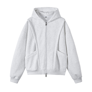 3000件420g双拉链重磅结构拼接连帽开衫卫衣白底 WY607 P58,男装卫衣,电商A030-1