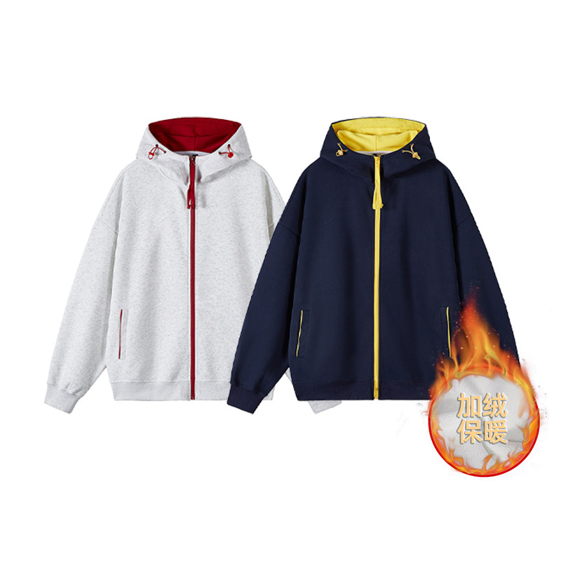 撞色设计2万件330g2025秋季连帽华棉卫衣白底WY616-JRP52，男装卫衣，电商A030-1