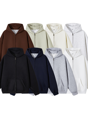 2W件华棉320g2026春款双拉链连帽开衫卫衣光板白底 WY602特P35