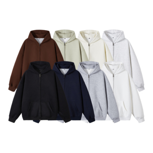 3W件华棉330g2026春款双拉链连帽开衫卫衣光板白底 WY602特P35，男装卫衣，电商A030-1