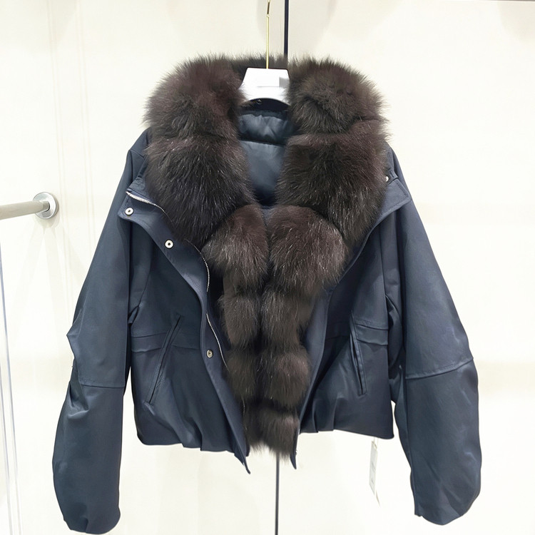 超大狐狸毛领派克短款羽绒服女加厚保暖25年冬季90白鸭绒工装外套