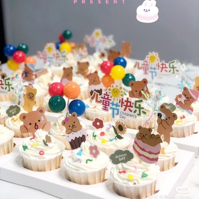 六一儿童节可爱卡通纸杯蛋糕装饰