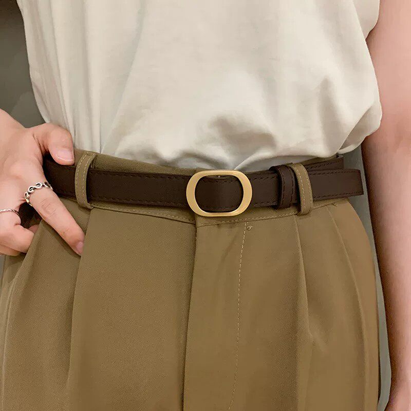 韩国东大门2026年新款韩版棕色腰带无孔女学生扣皮带软不用打孔潮