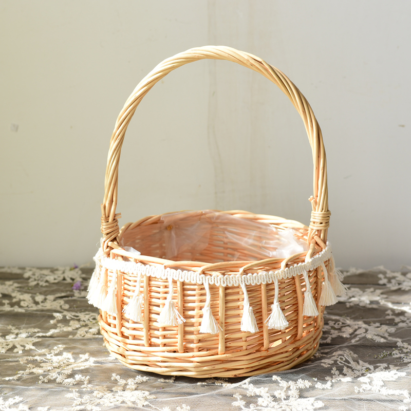 纯手工柳编花篮藤编编织手提干花鲜花插花篮子儿童小花篮花艺花器