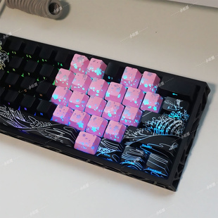 深海蝴蝶浮世绘2.0透光侧刻透光键帽适配客制键盘wooting小蜜蜂