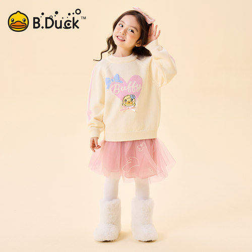 bduck小黄鸭童装女童毛衣儿童针织衫冬季保暖洋气小女孩打底衫厚