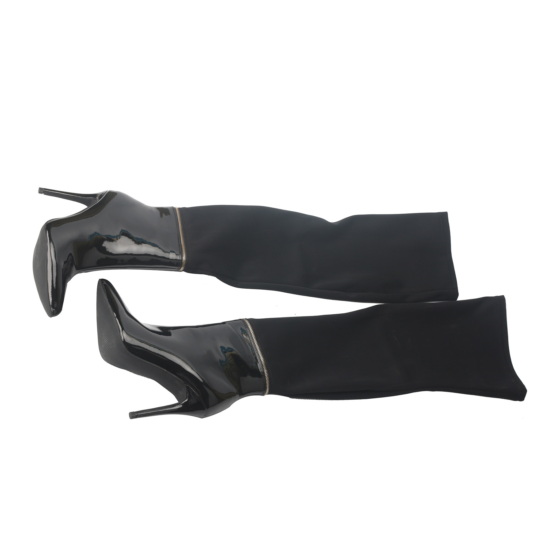 定制款 纯色拼接两用长靴 性感尖头显瘦细跟过膝弹力长筒包腿靴