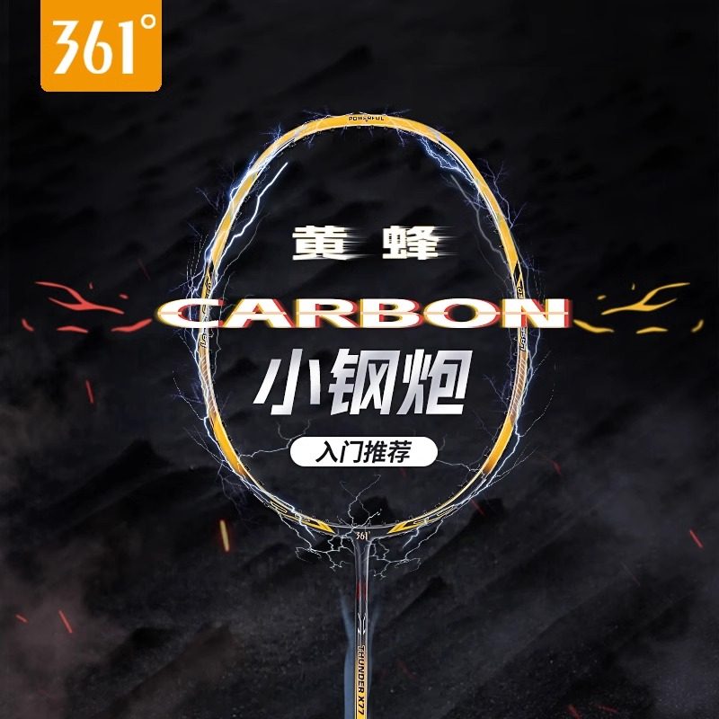 361°羽毛球拍初高级全碳素纤维单拍专业级超轻耐打单拍套装