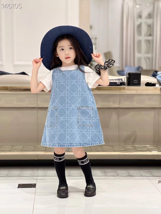 Di0r2025春秋新款儿童牛仔裙女童连衣裙宝宝裙子