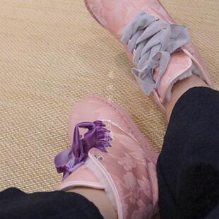 冬纯羊毛皮毛一体 高邦系带靴 粉色春日纯手工千层底女士保暖布鞋