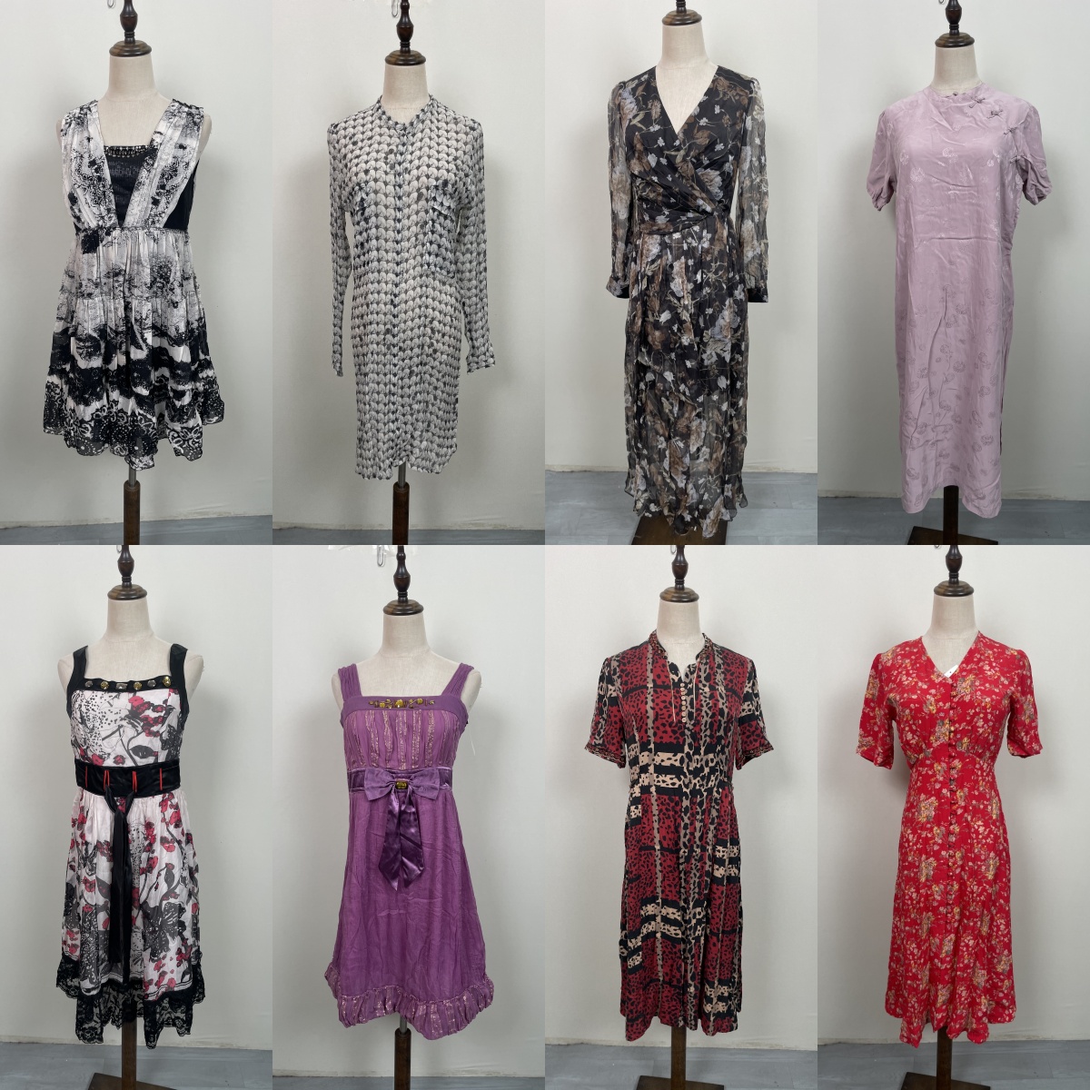 春夏双绉桑蚕丝碎花连衣裙