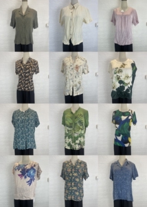 古着vintage孤品 柔软舒适短袖大气女上衣桑蚕丝真丝上装印花衬衫