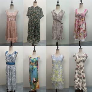 119古着vintage 女士轻盈柔软优雅碎花气质真丝连衣裙 桑蚕丝夏季