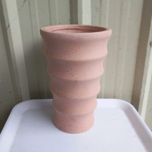 库存清仓陶瓷圆形敞口喇叭无釉素烧花插花盆家居摆设鲜花绿植花瓶