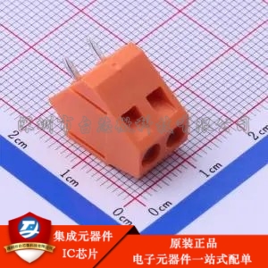 1x2P 5mm 直插 排数:1 每排P数:2 DB103-5.0-2P-OG-S 插件,P=5mm