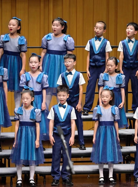 新款儿童大合唱演出服装男女童礼服中小学生诗歌朗诵红领巾表演服