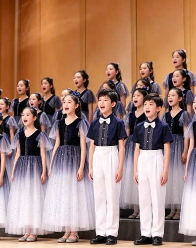 初中生合唱服装演出服男女童礼服中小学生表演朗诵合唱大合唱团