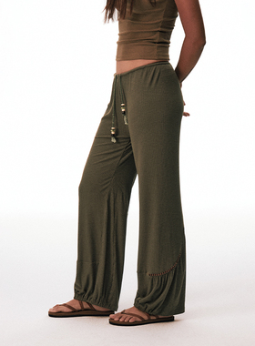 CONP 25SS 一片式抽褶串珠舒适长裤